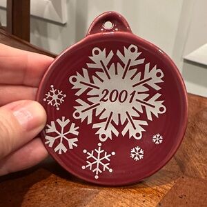 Fiesta Burgundy Ornament with Silver Snowflakes